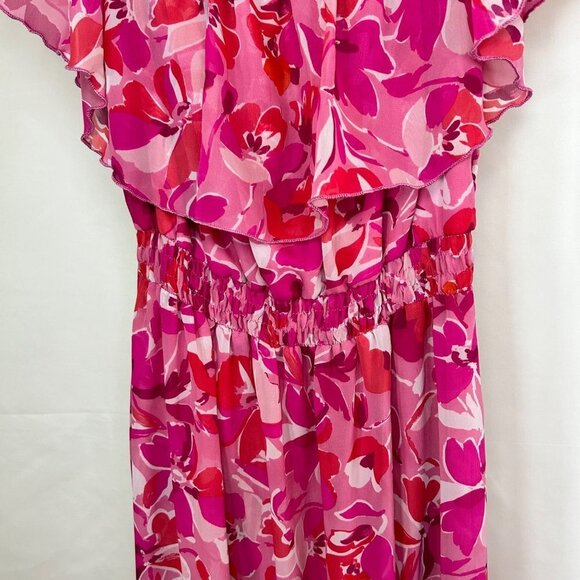 Kate and Lily Size 10 Flowy Pink Floral Tropical Maxi Dress Romantic Boho - Picture 7 of 13
